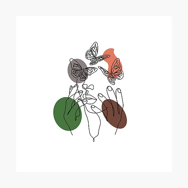 Item preview, Color butterfly woman line drawing  designed and sold by designedsyddd.