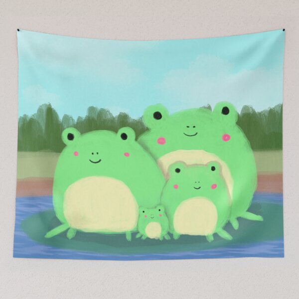 Artikelvorschau, Froschfamilie auf einem Lily Pad entworfen und verkauft von KaitLouise.