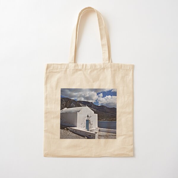 White Greek Church Cotton Tote Bag