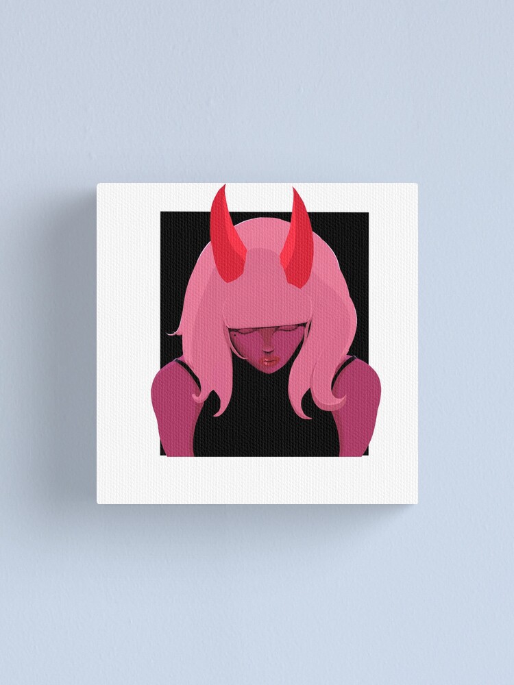 Vector pixel art anime girl canvas prints for the wall • canvas prints red,  monster, horn