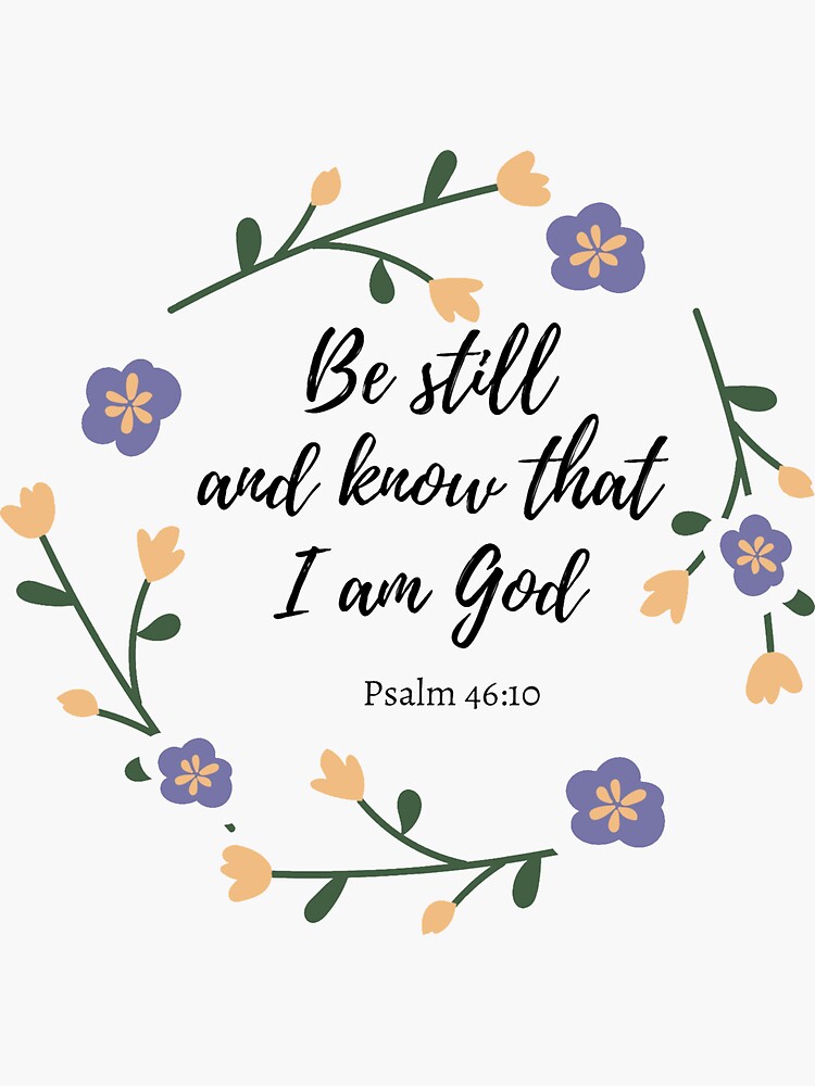 Be Still & Know White Floral Stainless Steel Water Bottle - Psalm 46:10