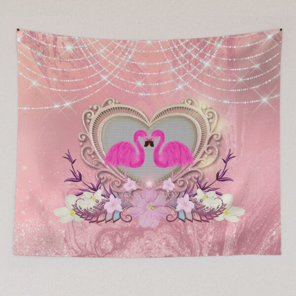 Artikelvorschau, Elegantes Herz mit Flamingo und Blumen entworfen und verkauft von nicky2342.