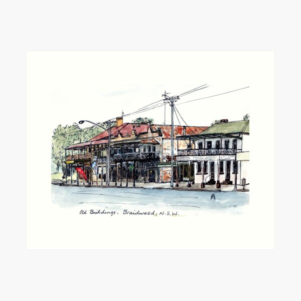 Australian Scene - Historic buildings, Braidwood, NSW, Aus. Art Print
