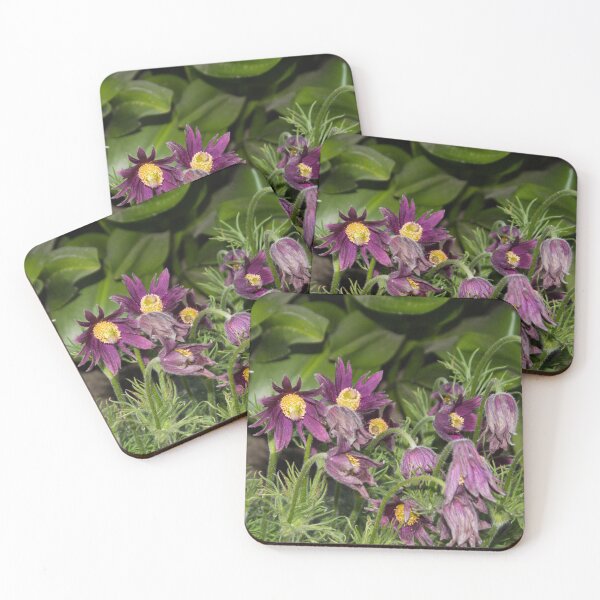 Item preview, purple bell flowers with yellow centers on a background of green foliage designed and sold by nataliavavilina.