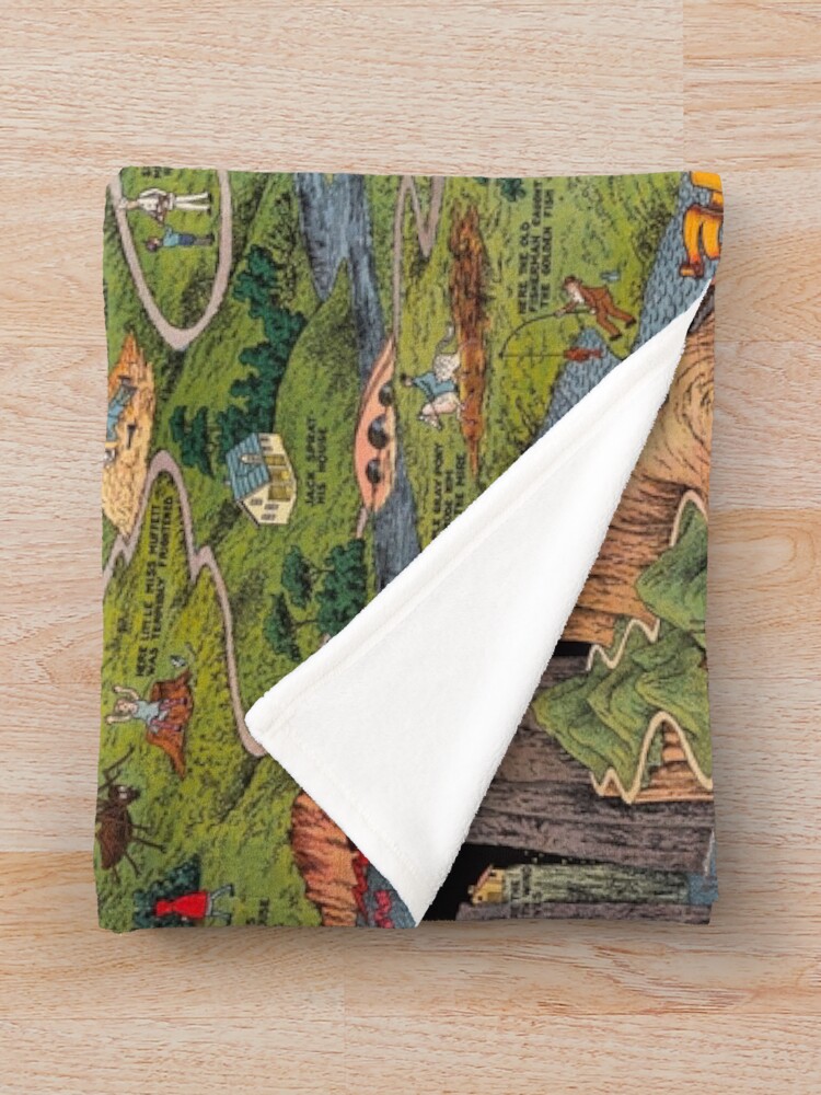 Alternate view of The land of make believe. Published by Jaro Hess 1930 Cornucopia of Fairy Tales Detailed Labeled Map Fun Magical Fantasy Art Throw Blanket