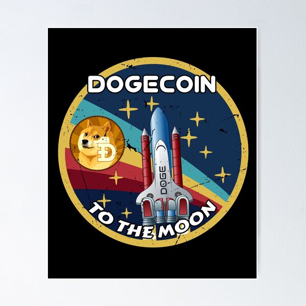 Artikel-Vorschau von Dogecoin DOGE Cryptocurrency Space Badge, designt und verkauft von Bitcoin-Fashion.