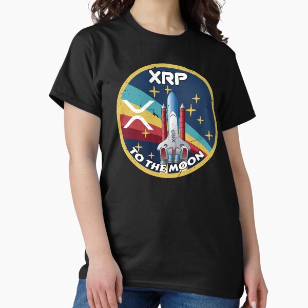 Artikel-Vorschau von Ripple XRP Kryptowährung Weltraumabzeichen, designt und verkauft von Bitcoin-Fashion.