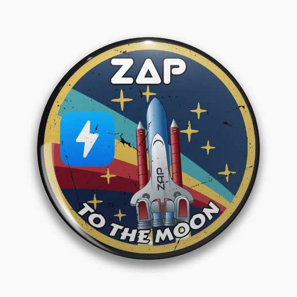 Item preview, ZAP Cryptocurrency Space Badge  designed and sold by Bitcoin-Fashion.