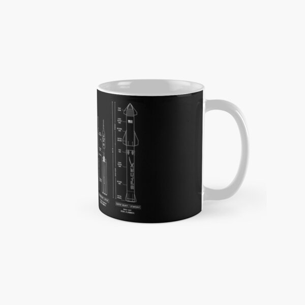SPACEX Rockets Blueprint (White Stencil-No Background) Classic Mug