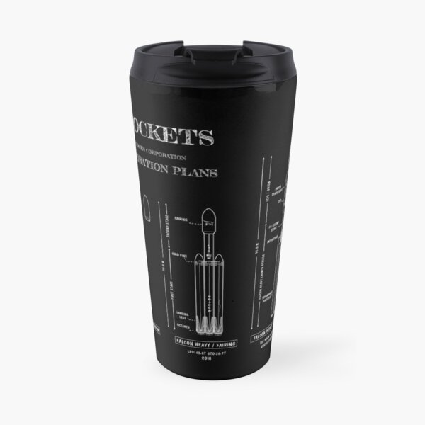 SPACEX Rockets Blueprint (White Stencil-No Background) Travel Mug