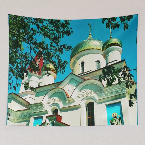 Item preview, Orthodox church with shining domes on a bright summer day  designed and sold by helenkaiy.