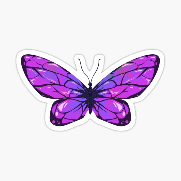 Purple Butterfly Emoji Sticker For Sale By Intrepidmirga Redbubble