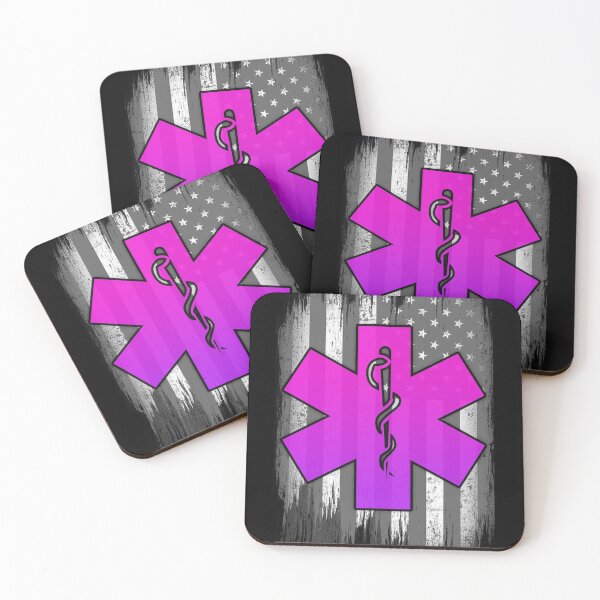 Item preview, Vintage EMS EMT Distressed Pink Black White Grey Paramedic Usa American Flag designed and sold by WillPowerApp.