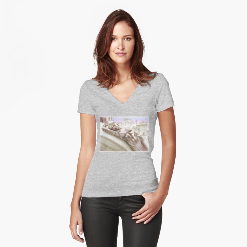 Vista previa del artículo con la obra «Camiseta entallada de cuello en V», diseñado y vendido por jairovalverde.