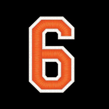 6 - number 6 - jersey number for sportsteam' Sticker