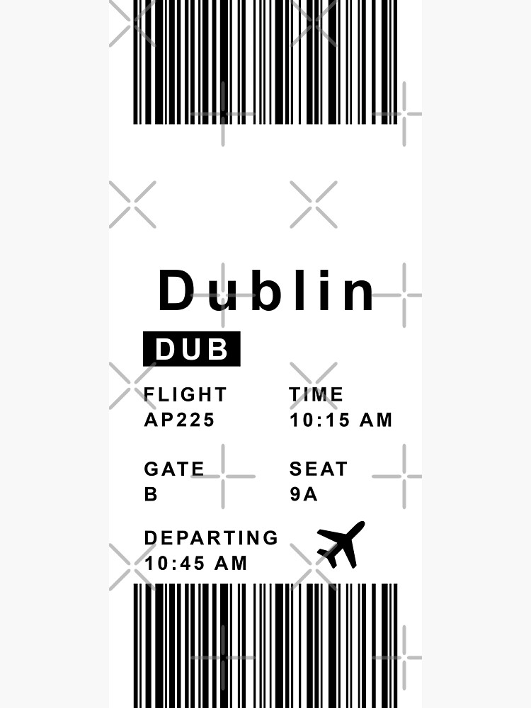 "Dublin Boarding Pass Ireland Destination Ticket" Sticker for Sale by