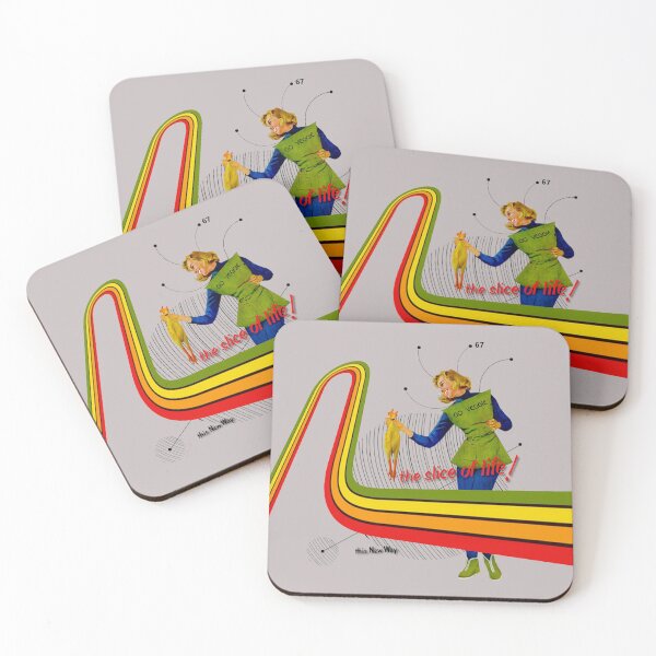 Item preview, Retro Style Collage Vegetarian Girl with Rainbow and Chicken designed and sold by KALEIDOSCOPE UK.
