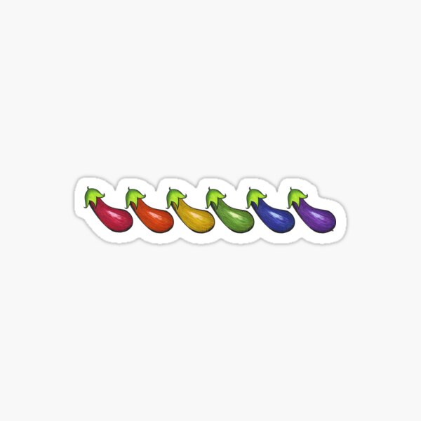 "Rainbow Eggplant Emojis Gay Pride Tops" Sticker for Sale by