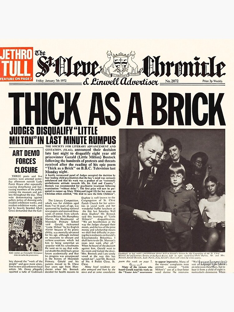 Disover Jethro Tull - Thick as a Brick. Premium Matte Vertical Poster