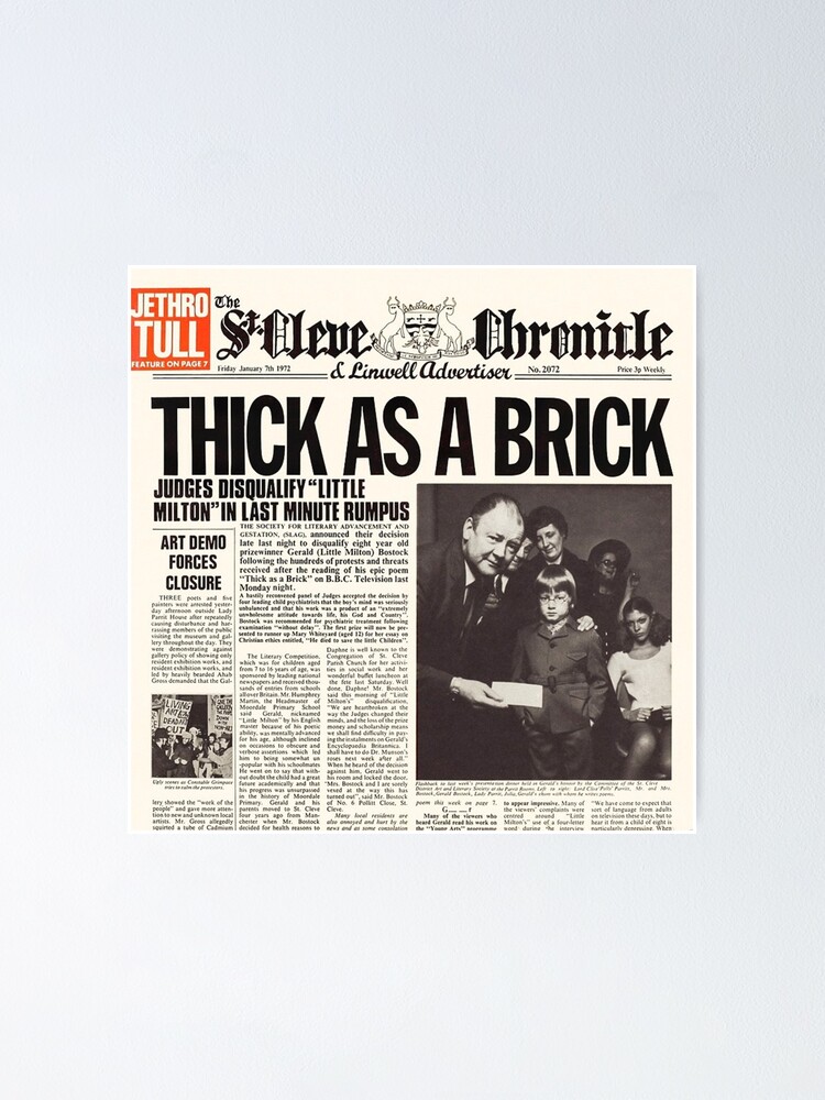 "Jethro Tull Thick as a Brick." Poster by Inmigrant Redbubble