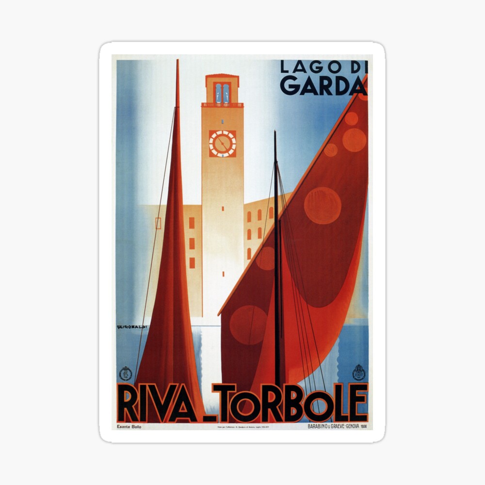 Italy Vintage World Travel Art Poster Print Giclée Lake Garda Riva