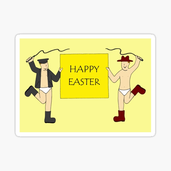 Gay Male Couple Easter Cartoon Humor Sticker for Sale by KateTaylor