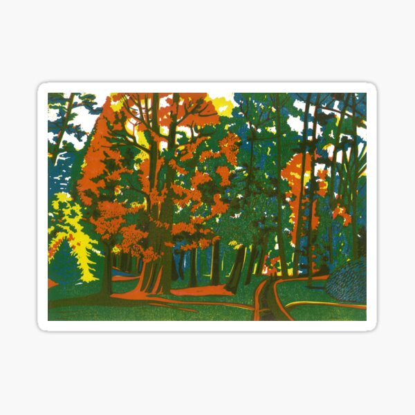 Bournemouth Gardens - Original linocut by Francesca Whetnall Sticker