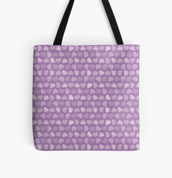 Purple Hearts Pattern All Over Print Tote Bag