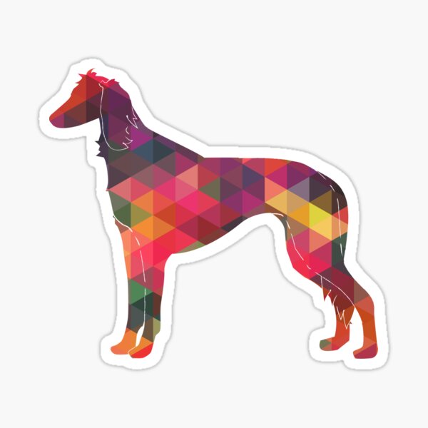 Saluki Dog Breed Colorful Geometric Pattern Silhouette - Multi Sticker