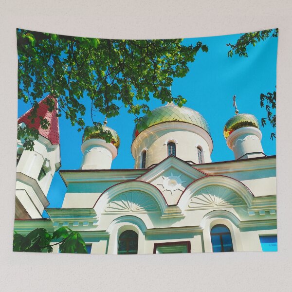 Item preview, Orthodox church with shining domes on a bright summer day  designed and sold by helenkaiy.