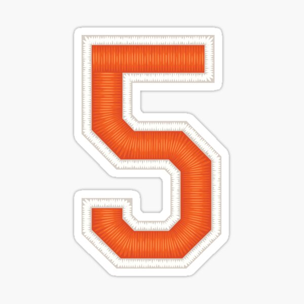 5 - number 5 - jersey number for sportsteam' Sticker