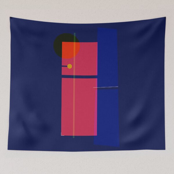 Item preview, Modern Abstract Art with Blue and Red Shapes designed and sold by KALEIDOSCOPE UK.