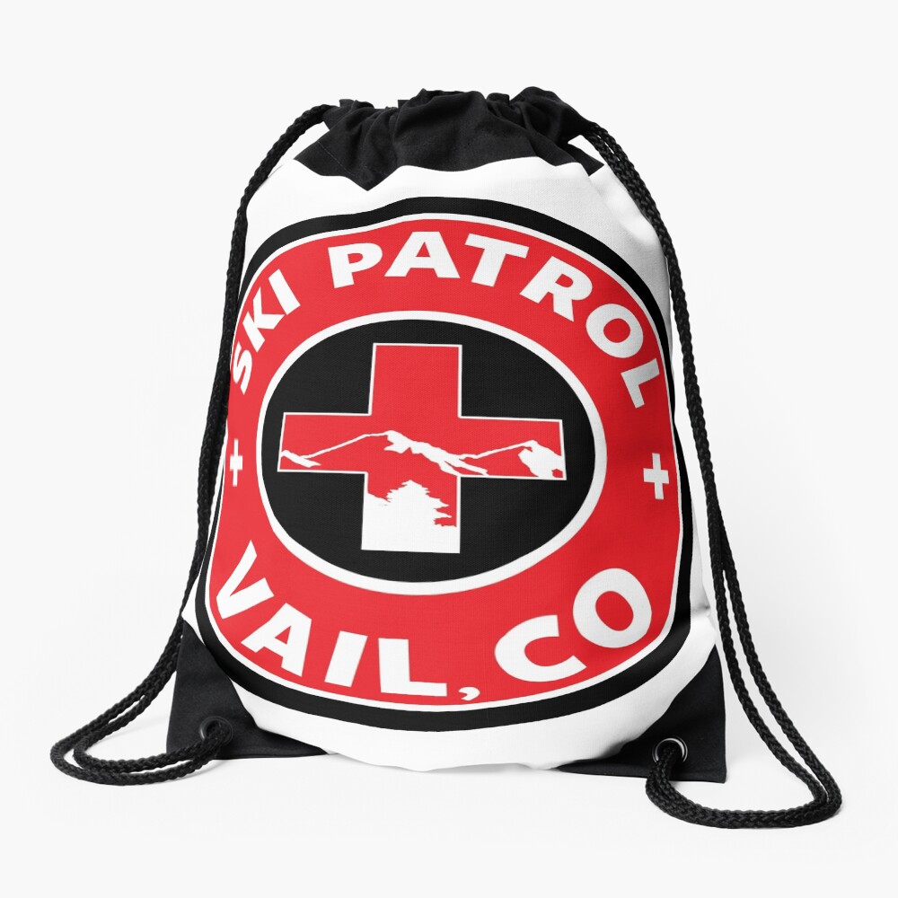 VAIL COLORADO Skiing Ski Patrol Mountain Art Drawstring Bag