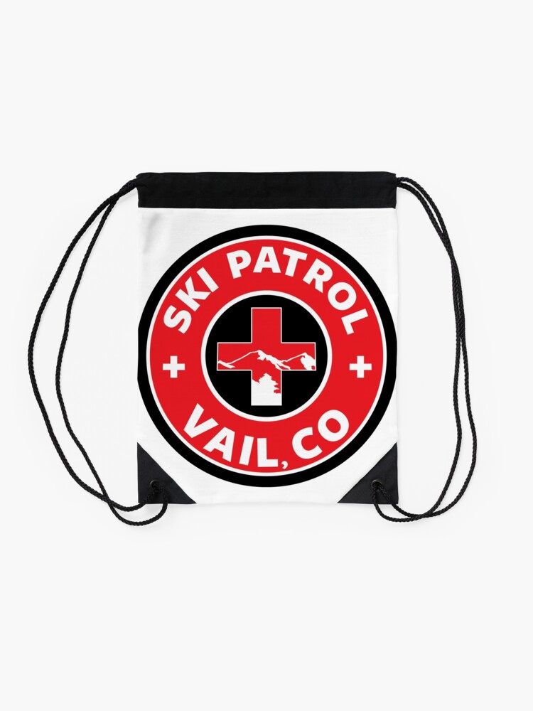 Alternate view of VAIL COLORADO Skiing Ski Patrol Mountain Art Drawstring Bag