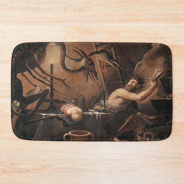 Item preview, Baby stealing Demonic creature tortures a saint vintage painting designed and sold by Vintage Designs +.