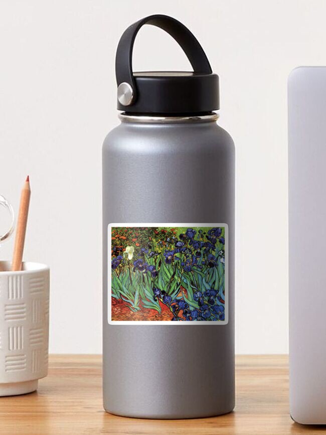 Thumbnail 1 of 3, Sticker, 'Blue Irises' by Vincent Van Gogh (Reproduction) designed and sold by RozAbellera.