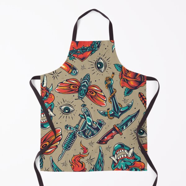 Item preview, Vintage colorful tattoos seamless pattern art designed and sold by AznavourByKarin.