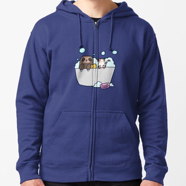 Sloth Kitty Bath Zipped Hoodie