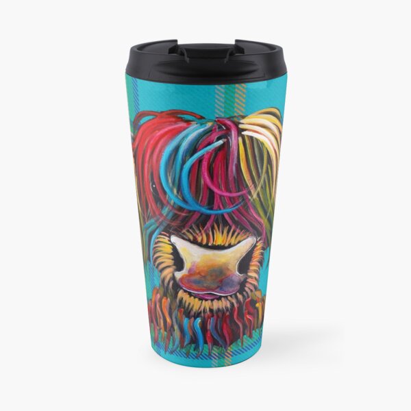 SCoTTiSH HiGHLaND CoW ' TaRTaN NeLLY B ' by SHiRLeY MacARTHuR Travel Mug