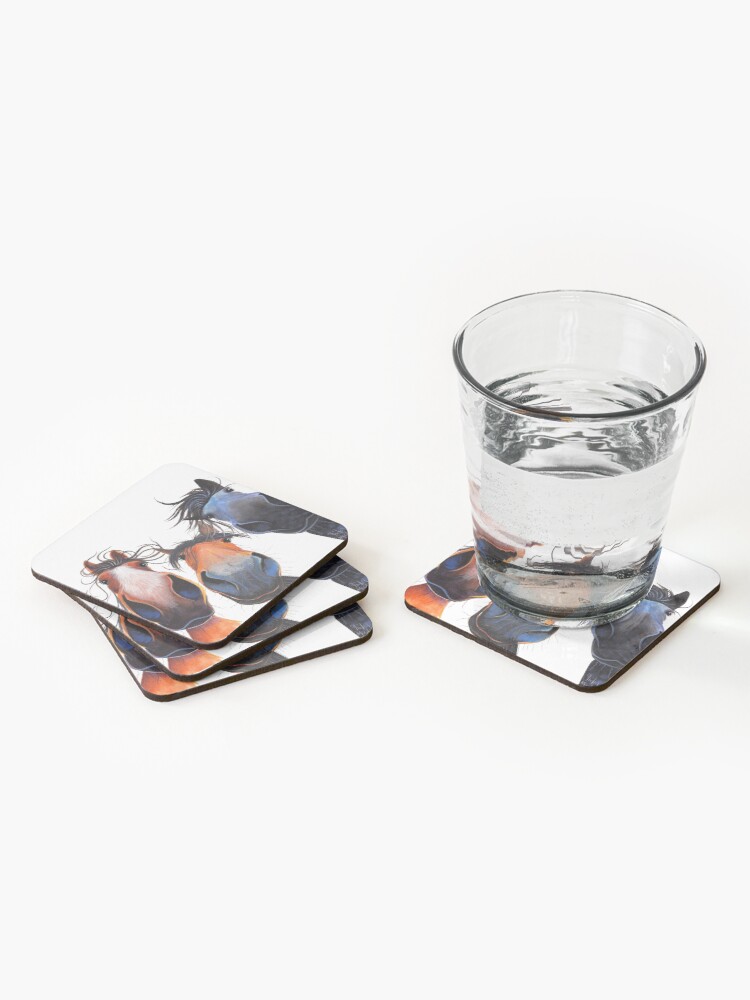 Alternate view of HaPPY HoRSe PRiNT ' WHo LeFT THe GaTe OPeN ? ' BY SHiRLeY MacARTHuR Coasters (Set of 4)
