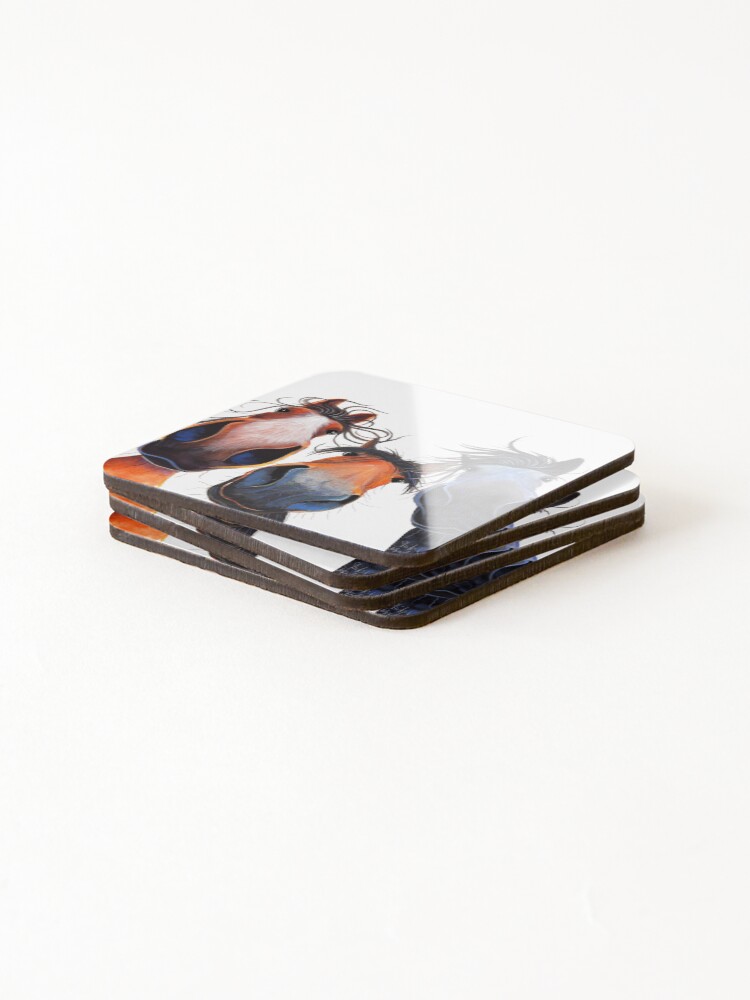 Alternate view of HaPPY HoRSe PRiNT ' WHo LeFT THe GaTe OPeN ? ' BY SHiRLeY MacARTHuR Coasters (Set of 4)