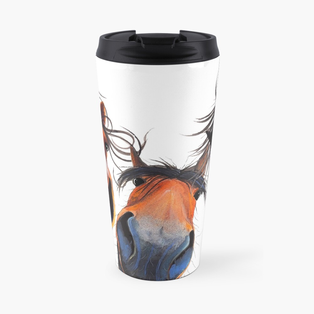 HaPPY HoRSe PRiNT ' WHo LeFT THe GaTe OPeN ? ' BY SHiRLeY MacARTHuR Travel Mug
