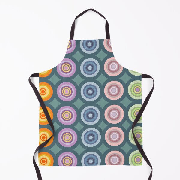 Item preview, A modern take on the 70s - Retro round tile polka dot rainbow pattern with dusky turquoise, designed and sold by Caroline Laursen.