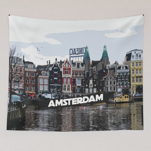 Item preview, Amsterdam Skyline | City Skyline Illustration | Cool Amsterdam on A Cold Weather | Watercolour Effect designed and sold by Ainbowz-Artwork.