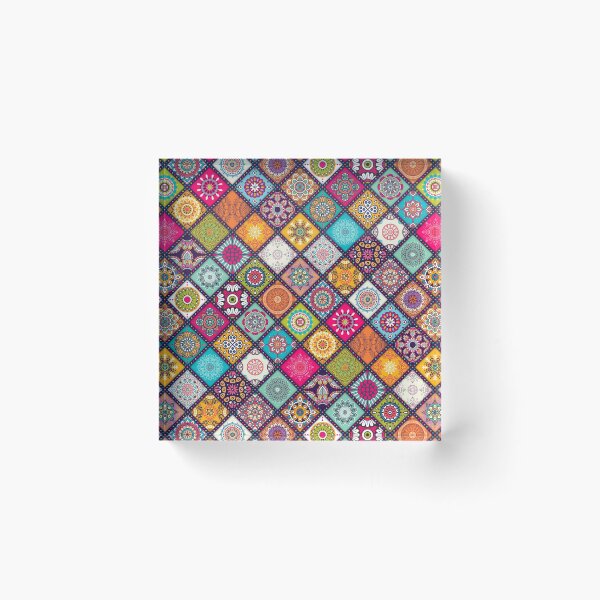 Item preview, Colorful Mediterranean Portugese Aztec Tiles Mandalas designed and sold by WildHoneyDesign.