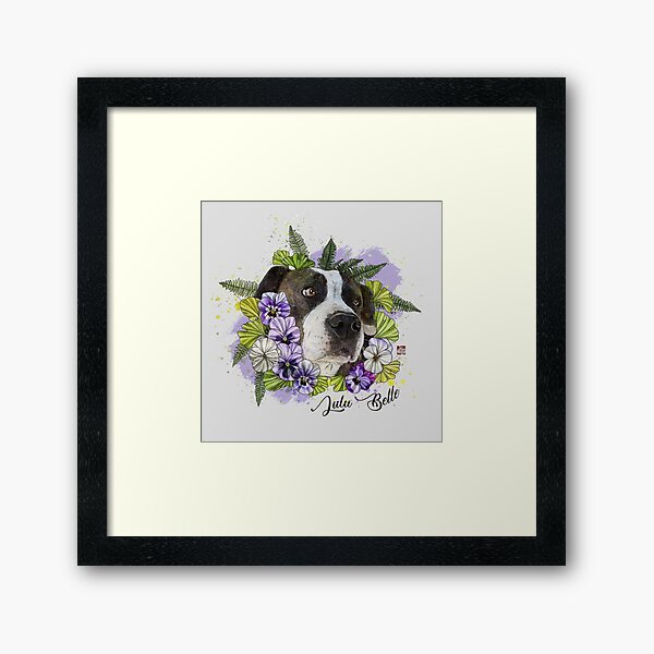 Lulu Belle among Pansies Framed Art Print