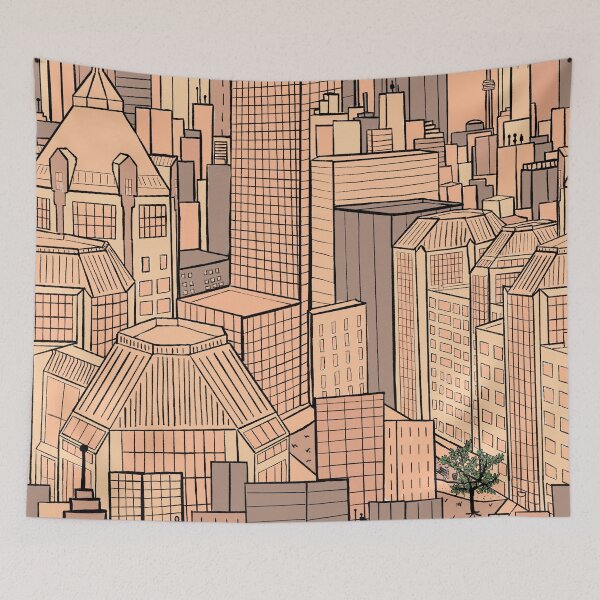 Item preview, City Living in peach and grey tones designed and sold by Quick Brown Fox Canada.