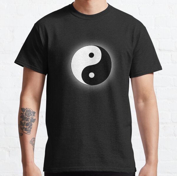 Yin and Yang - 阴阳 (white glow on black background) Classic T-Shirt