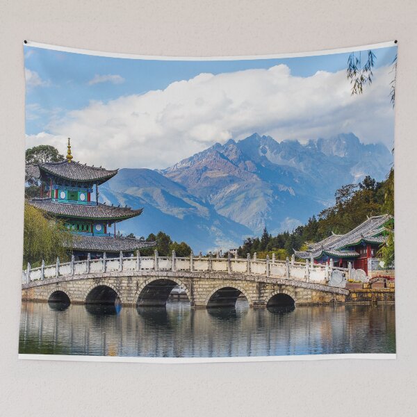 Item preview, Beautiful China Bridge With Snow Mountain Background designed and sold by JTS STORE.