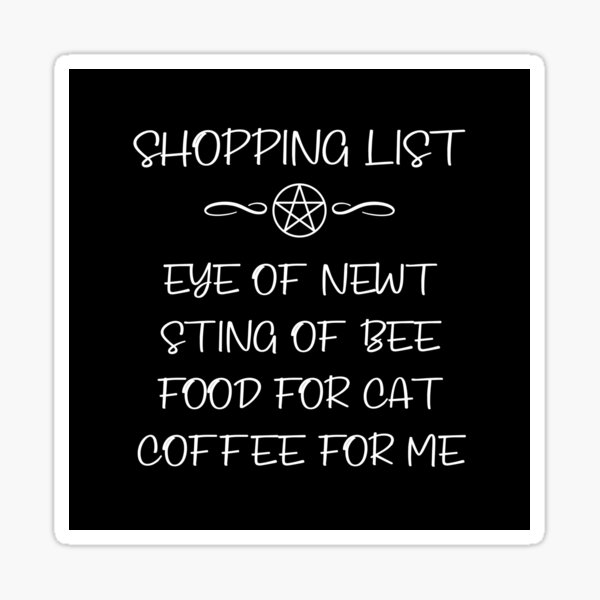 Eye of Newt and Coffee Cheeky Witch® Cat Owners Shopping List Sticker